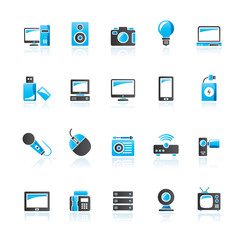 Technology and multimedia devices icons - vector icon set