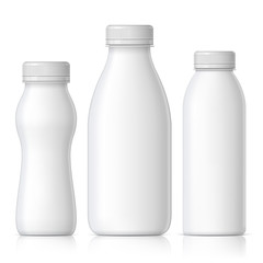 Realistic plastic bottle for milk, yogurt or kefir.