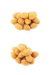 Breadcrumb coated nut pile isolated