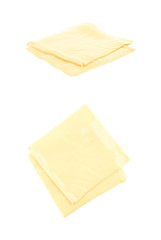 Slice of processed cheese isolated
