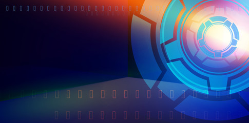 Abstract neon background, holographic display, blue