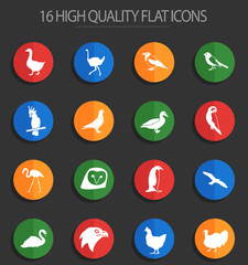 birds 16 flat icons