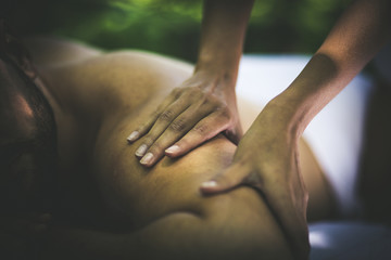 Close up image of back massage.