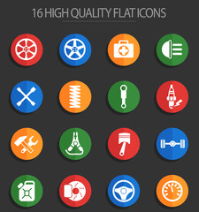 car shop 16 flat icons