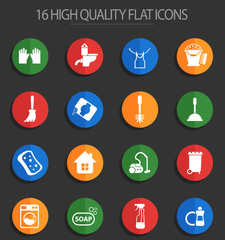 cleaning company 16 flat icons