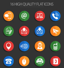 contact us 16 flat icons