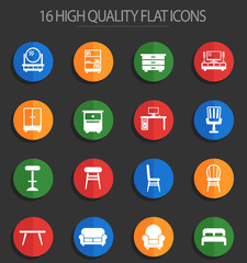 furniture 16 flat icons