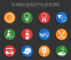 golf 12 flat icons