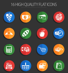 grocery store 16 flat icons
