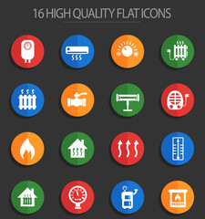 heating 16 flat icons