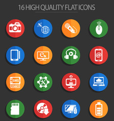 hi tech 16 flat icons