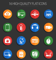 hi tech 16 flat icons