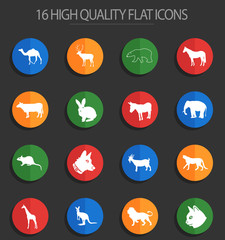 mammals 16 flat icons