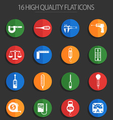 measuring tools 16 flat icons