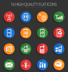 mobile connection 16 flat icons