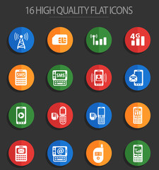 mobile connection 16 flat icons