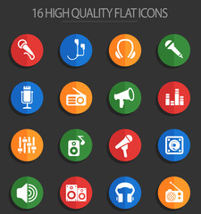 musical equipment 16 flat icons