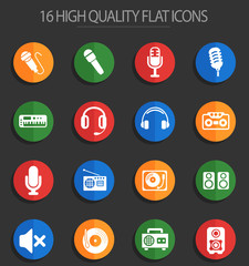 musical equipment 16 flat icons