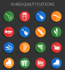 musical instruments 16 flat icons