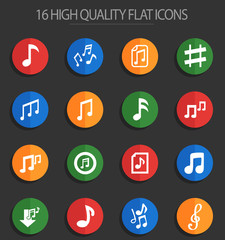 musical notes 16 flat icons
