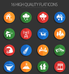 natural disasters 16 flat icons