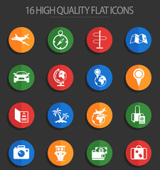 travel 16 flat icons