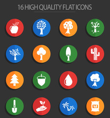 trees 16 flat icons