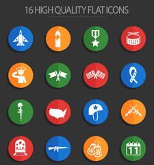 Fototapeta premium veterans day 16 flat icons