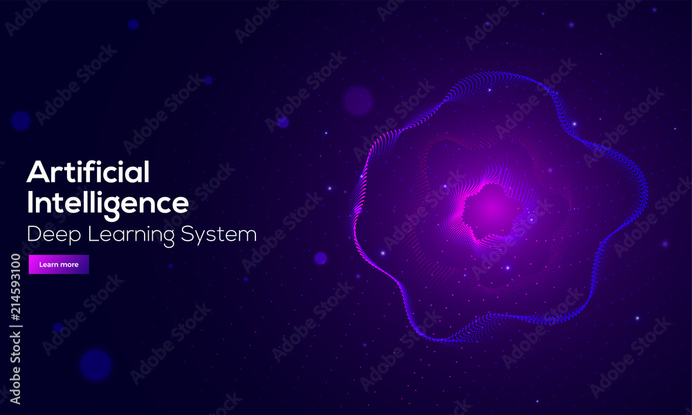 Sticker artificial intelligence (ai) landing design with 3d illustration of a robot on server, connected wit