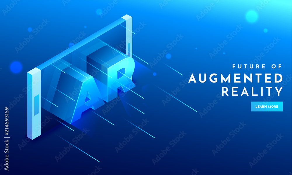 Sticker 3d text ar on smartphone screen for futuristic technology augmented reality. can be used for website