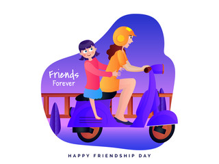 Happy Friendship Day concept with illustration of a friendship bond between father and daughter, back hug and happiness concept.
