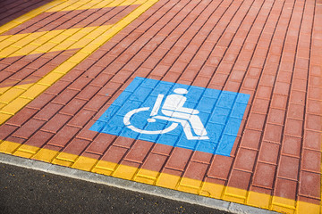 Parking symbol for the disabled in the car park Selective Focus 