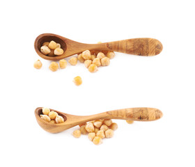 Pile of cooked chick peas isolated