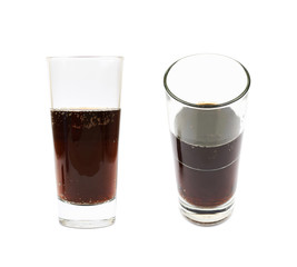 Tall glass of cola isolated