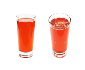 Glass of red juice isolated