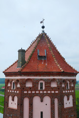Fototapeta na wymiar Close up on Mir castle's tower, Belarus