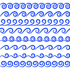 Vector set of seamless abstract wave brushes