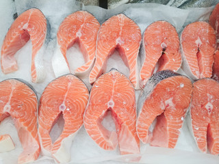 Fresh live fish on ice on open market