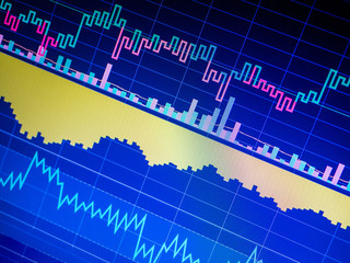 Business analyzing financial statistics displayed on the screen