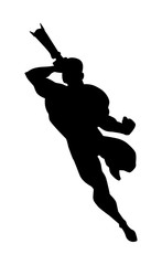 Black silhouette of the photographer Superman