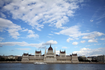 Fototapeta na wymiar Hungarian parliament on river Danube in Budapest