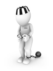 Obraz na płótnie Canvas The prisoner in a striped cap and with handcuffs