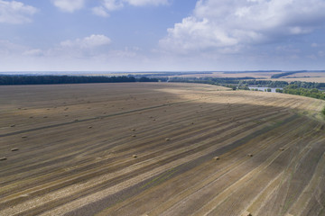 shadows on the field in aerial view in Ukraine