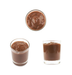 Glass shot of chocolate pudding