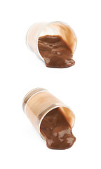 Glass shot of chocolate pudding