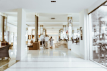 Abstract blur and defocused lobby in hotel interior for background