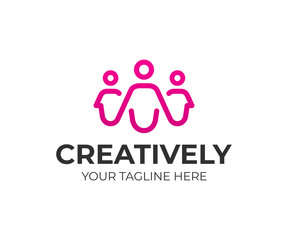 Group of people logo design. Creative people vector design. Happy family logotype