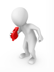 3d man with red whistle. Security concept.
