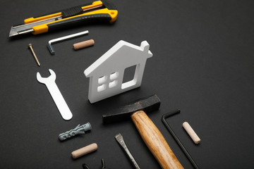 Wood home construction concept, house building diy.