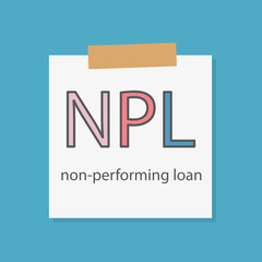 NPL (Non-performing loan) written in a notebook paper- vector illustration